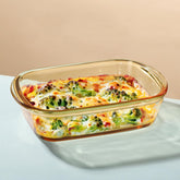Urbane Home 3000 ml Borosilicate Glass Baking Tray | Yellow Microwave Oven Safe Utensils | Rectangular Bread Moulds for Baking | Dishwasher & Freezer Safe | Serving Tray
